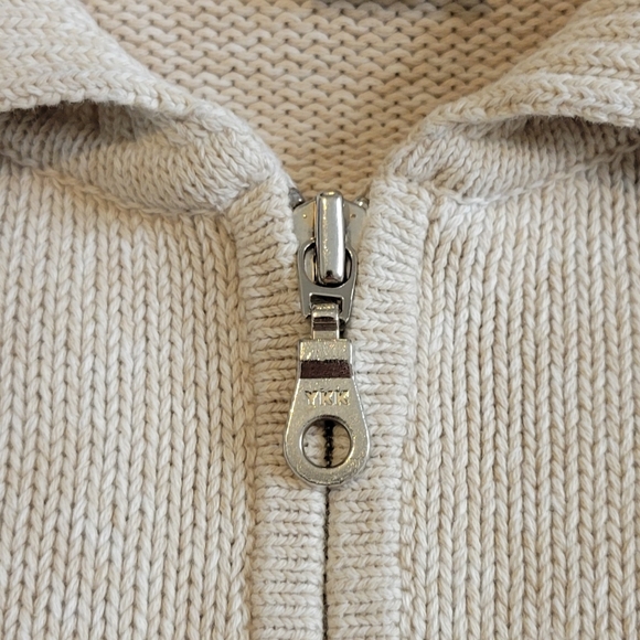 Yarnworks Cream Heathered Zip-Up Cardigan Sweater Size L - Picture 8 of 8